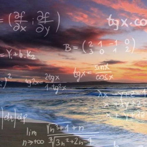 beach with math equations