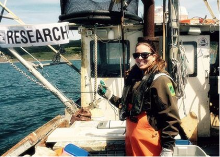 marine science alumni researcher on boat