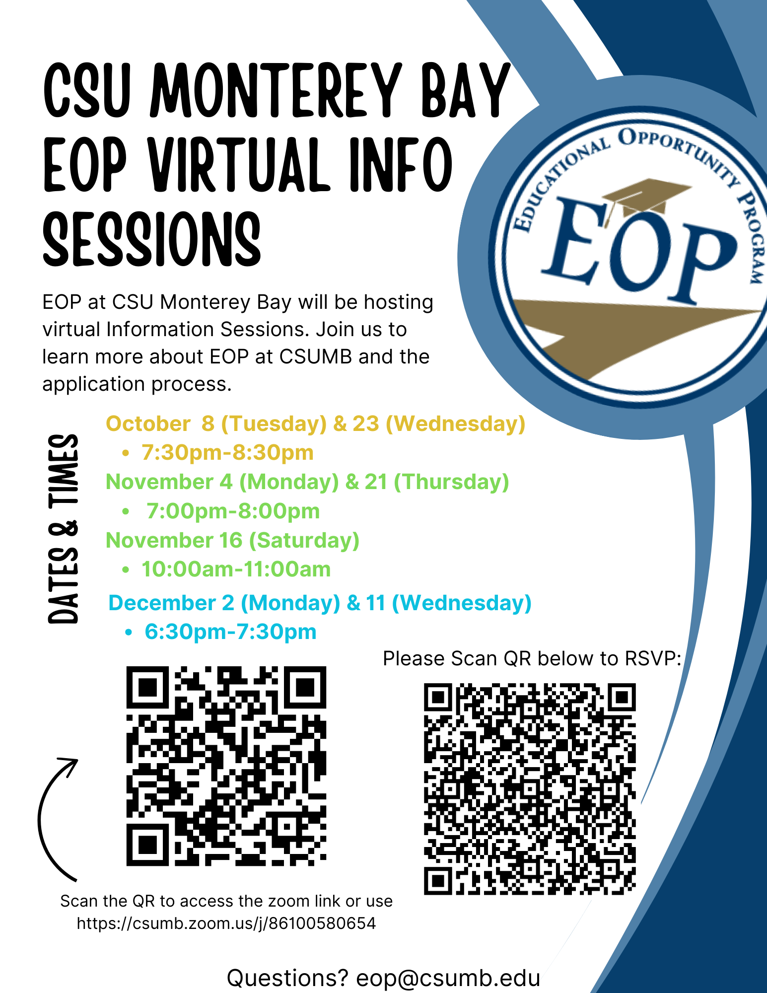 virtual informational session for CSUMB EOP for upcoming academic application cycle