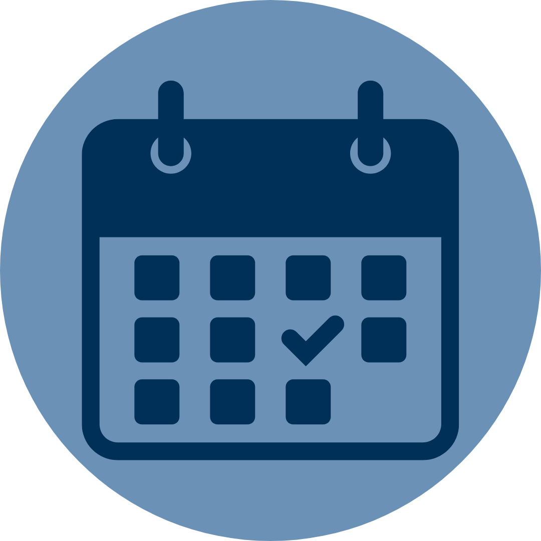 An icon of a calendar with a check mark