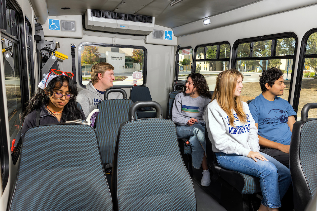 Students riding the wave shuttle.