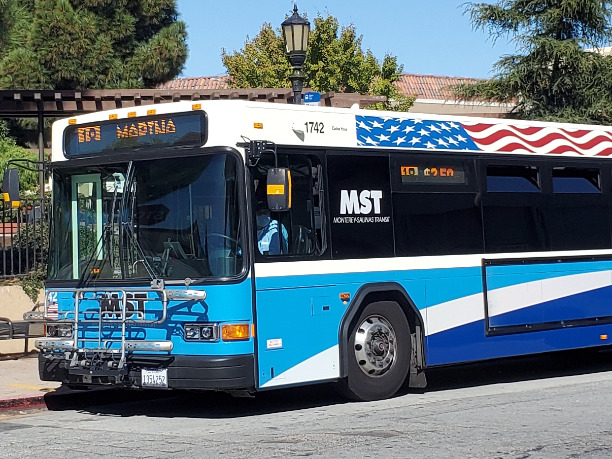 An MST bus at Monterey Transit Plaza