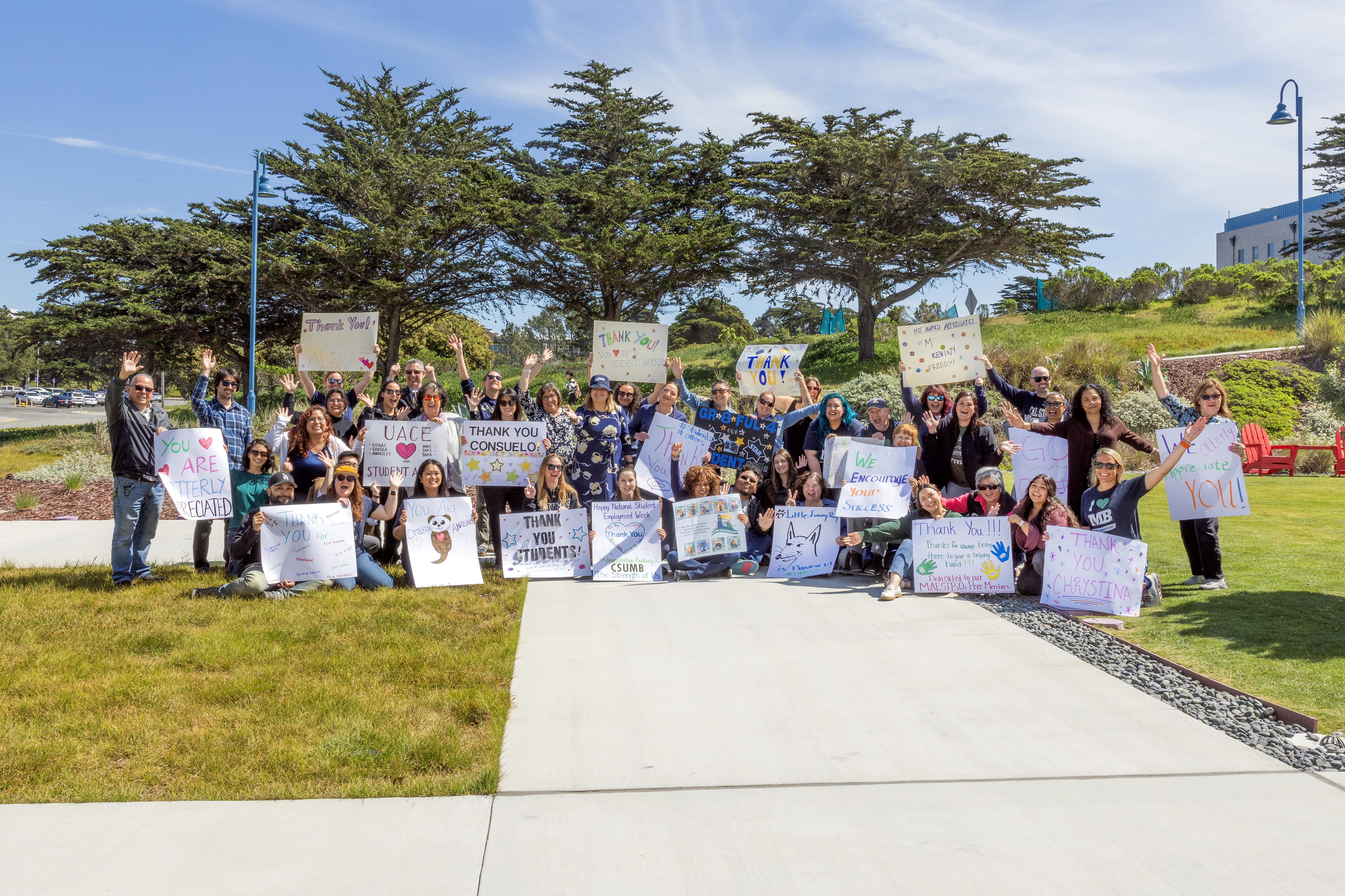 Student Appreciation people holding signs