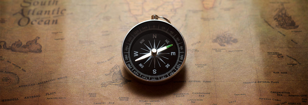photograph map with compass