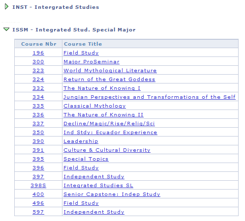 Course List OASIS Screenshot