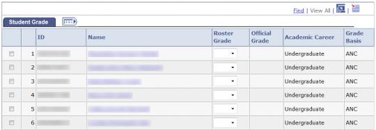 Example of a Student Grade tab