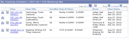 My teaching schedule