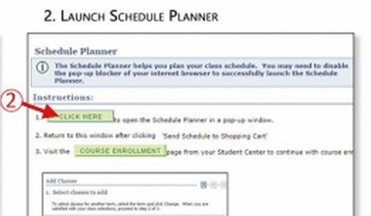 Screenshot showing button to launch the schedule planner