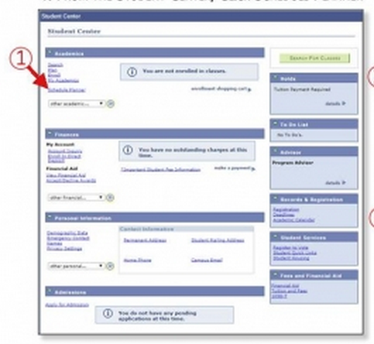 Screenshot showing schedule planner link on CMS