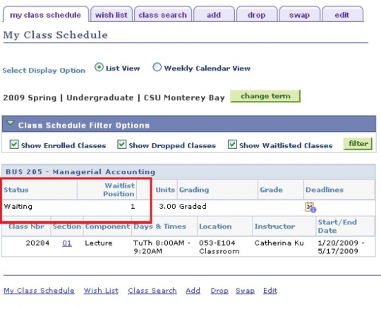 Step 7 My Class Schedule