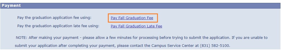 Paying the graduation fee