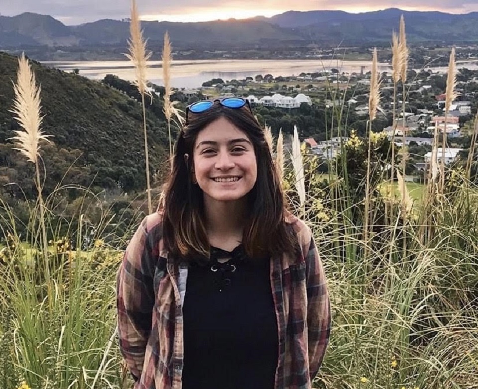 student in a field