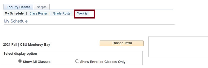 Worklist Faculty Center