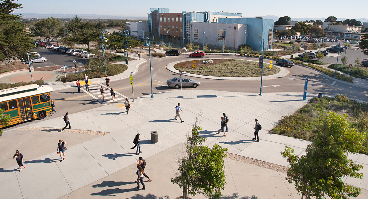 Aerial of the front of the library