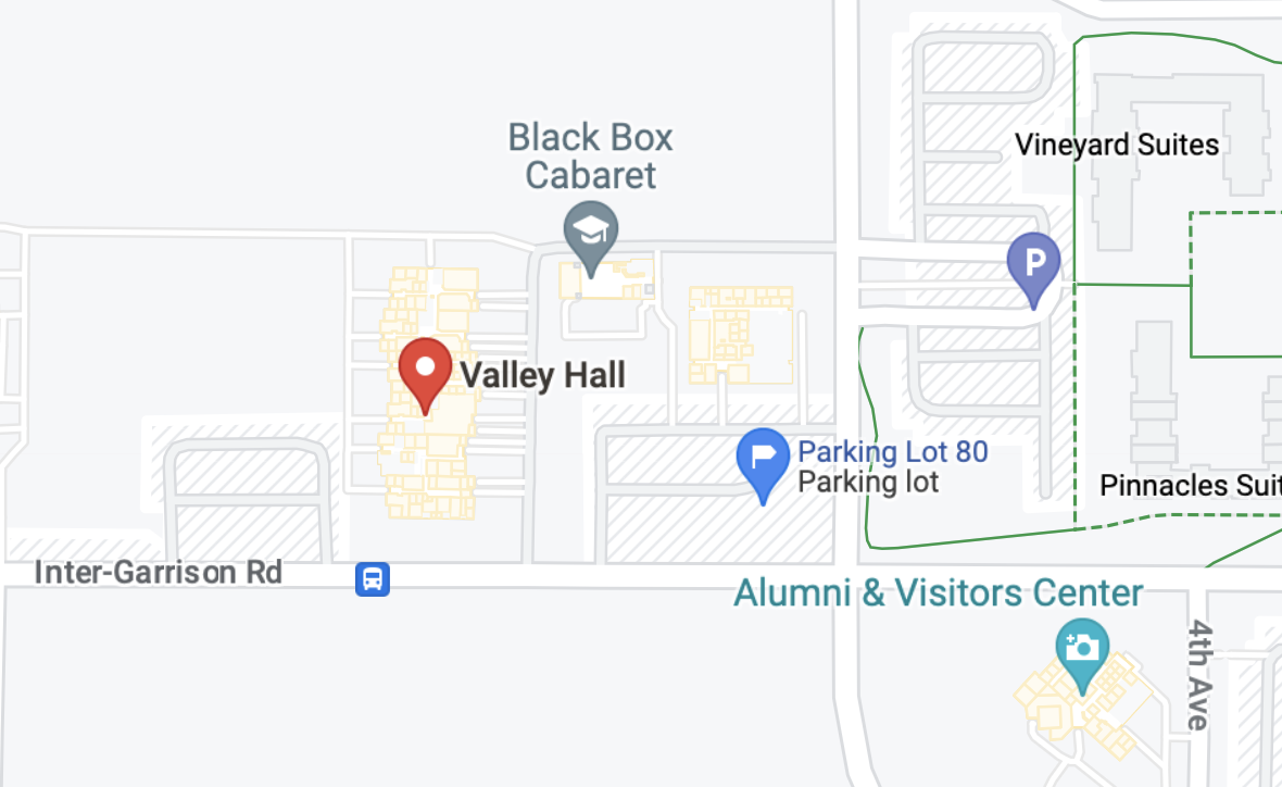 Google map showing the location of Valley Hall
