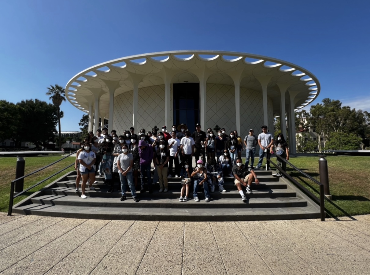 Upward Bound students posing at the California Institute of Technology in Pasadena, CA
