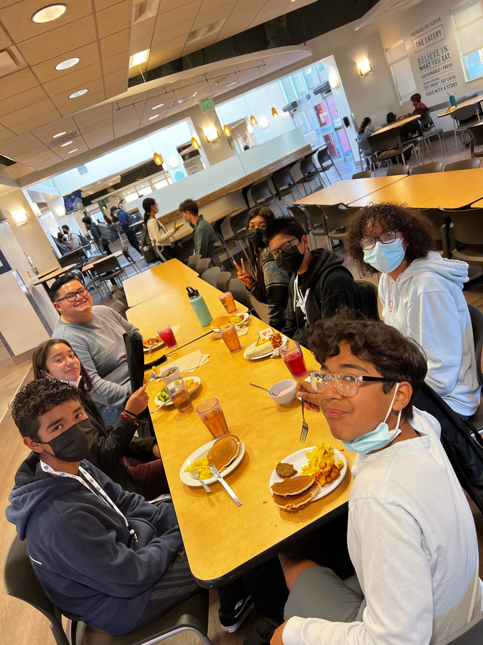 Upward Bound students eating at the Dinning Commons at CSU, Monterey Bay