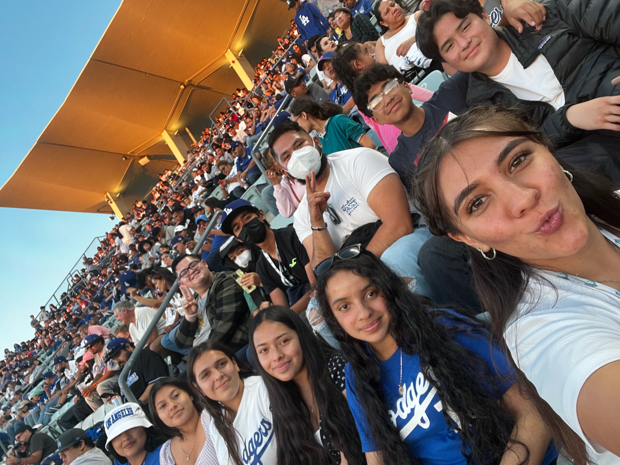 Upward Bound students and staff at a baseball game in Los Angeles, CA