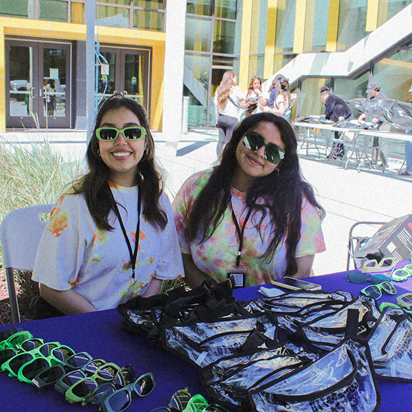 Two students tabling wearing sunglasses at Otterlands