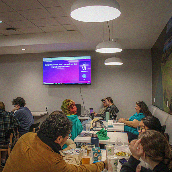 Students playing trivia nights at the Otter Express