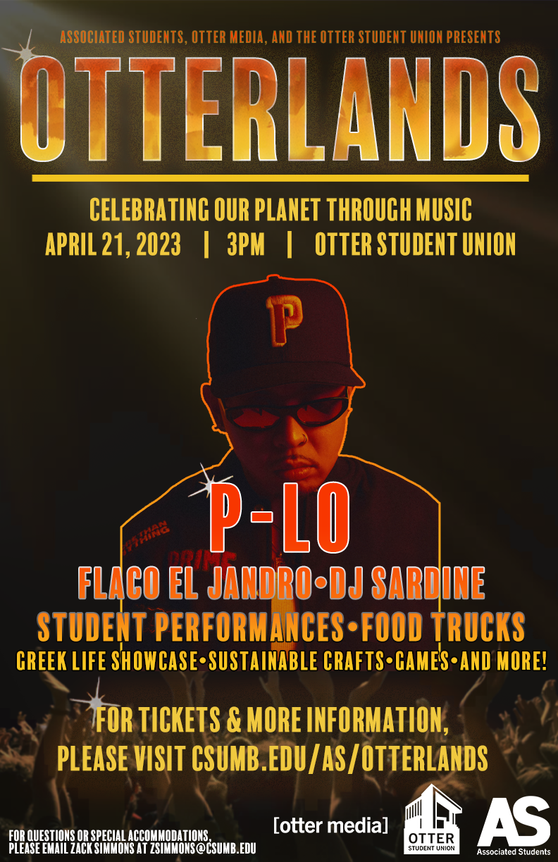 Otterlands 2023 promotional poster with event information and P-Lo's face center of the poster