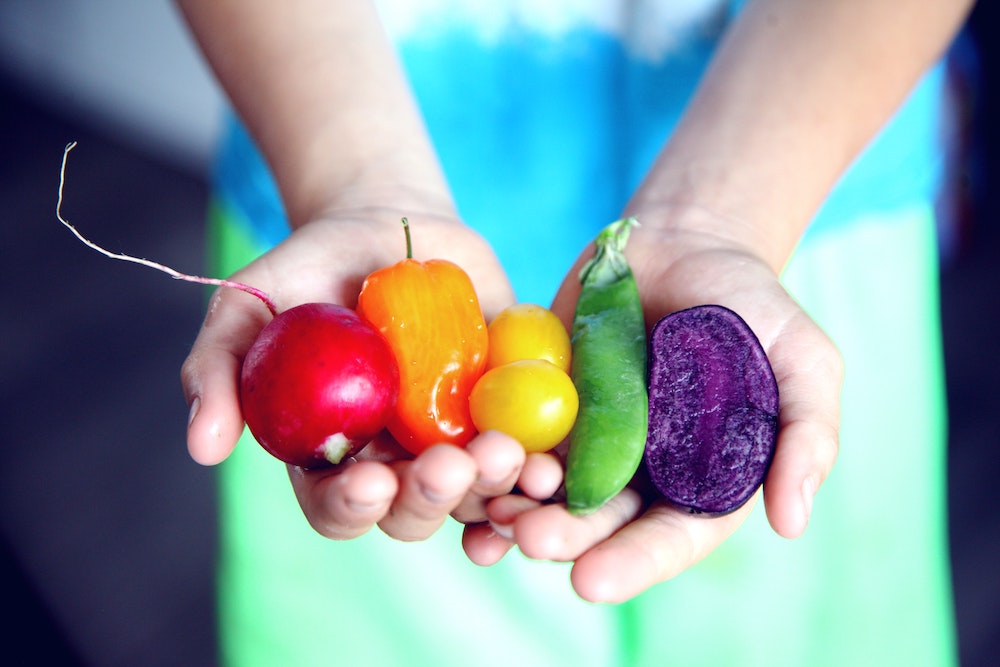 set of hands holding fresh produce
