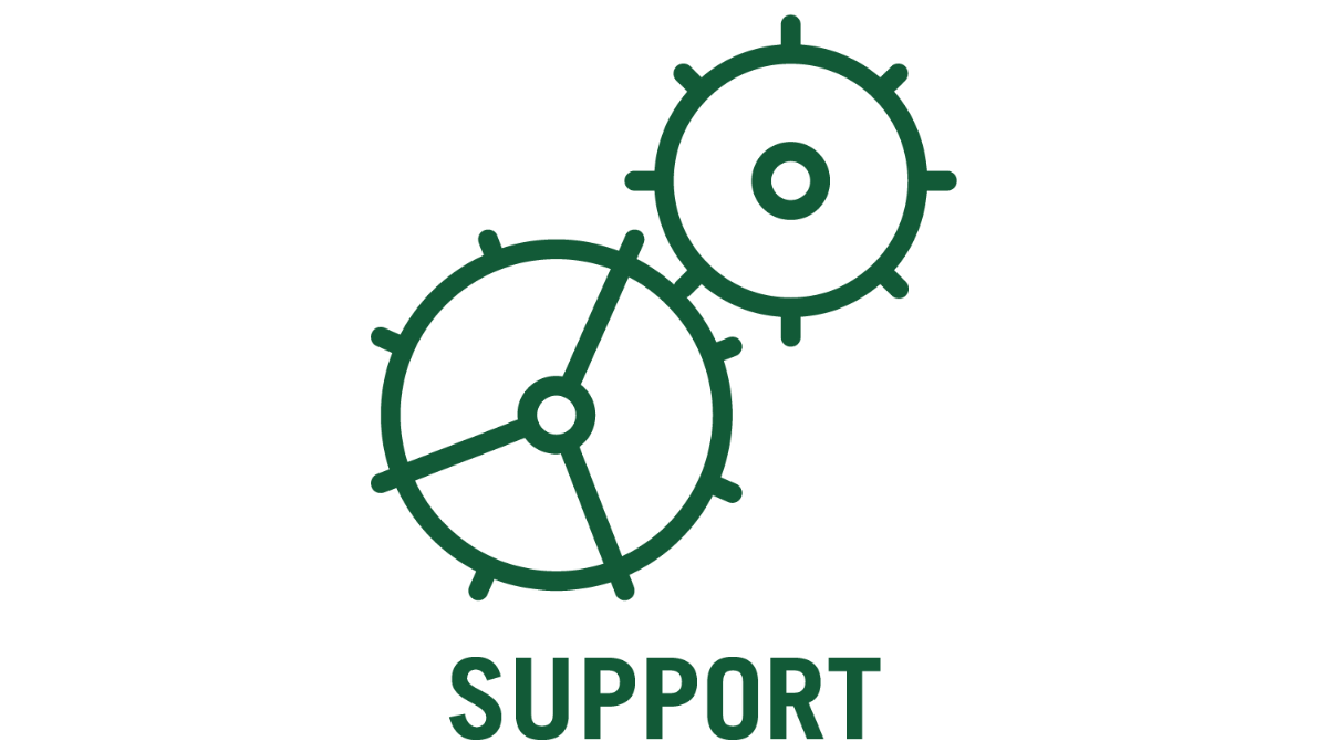 support and gears icon