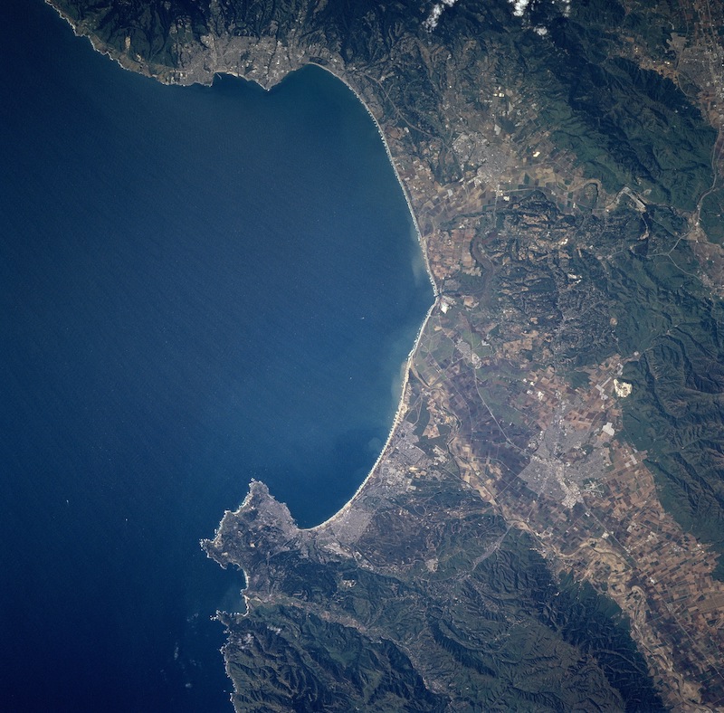Satellite photo of the Monterey Bay