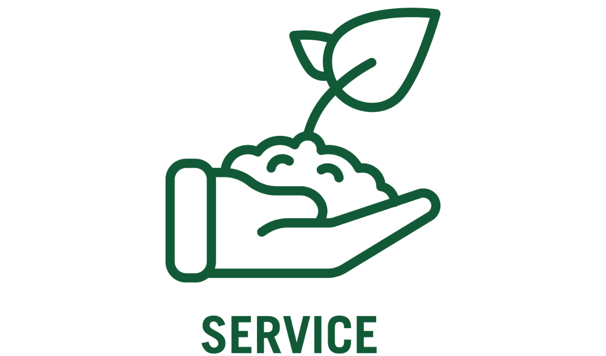 service and hand with plant icon