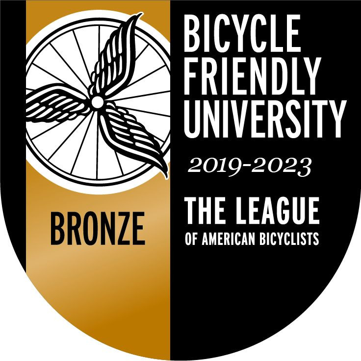 Bicycle Friendly University 'Bronze' rating award seal.