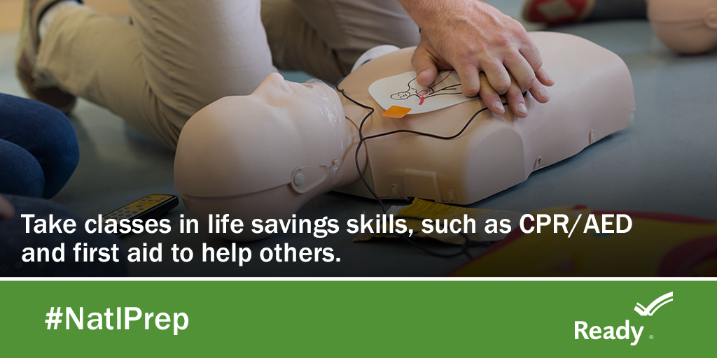 Take classes in life saving skill, such as CPD/AED and first aid to help others.