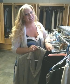Student getting clothes at Otter outfitters