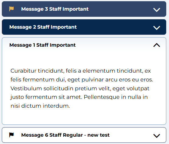Dashboard Message Accordion