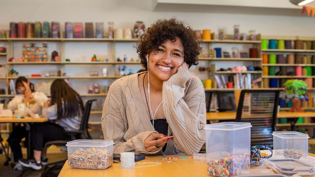 A student in the library's Makerspace