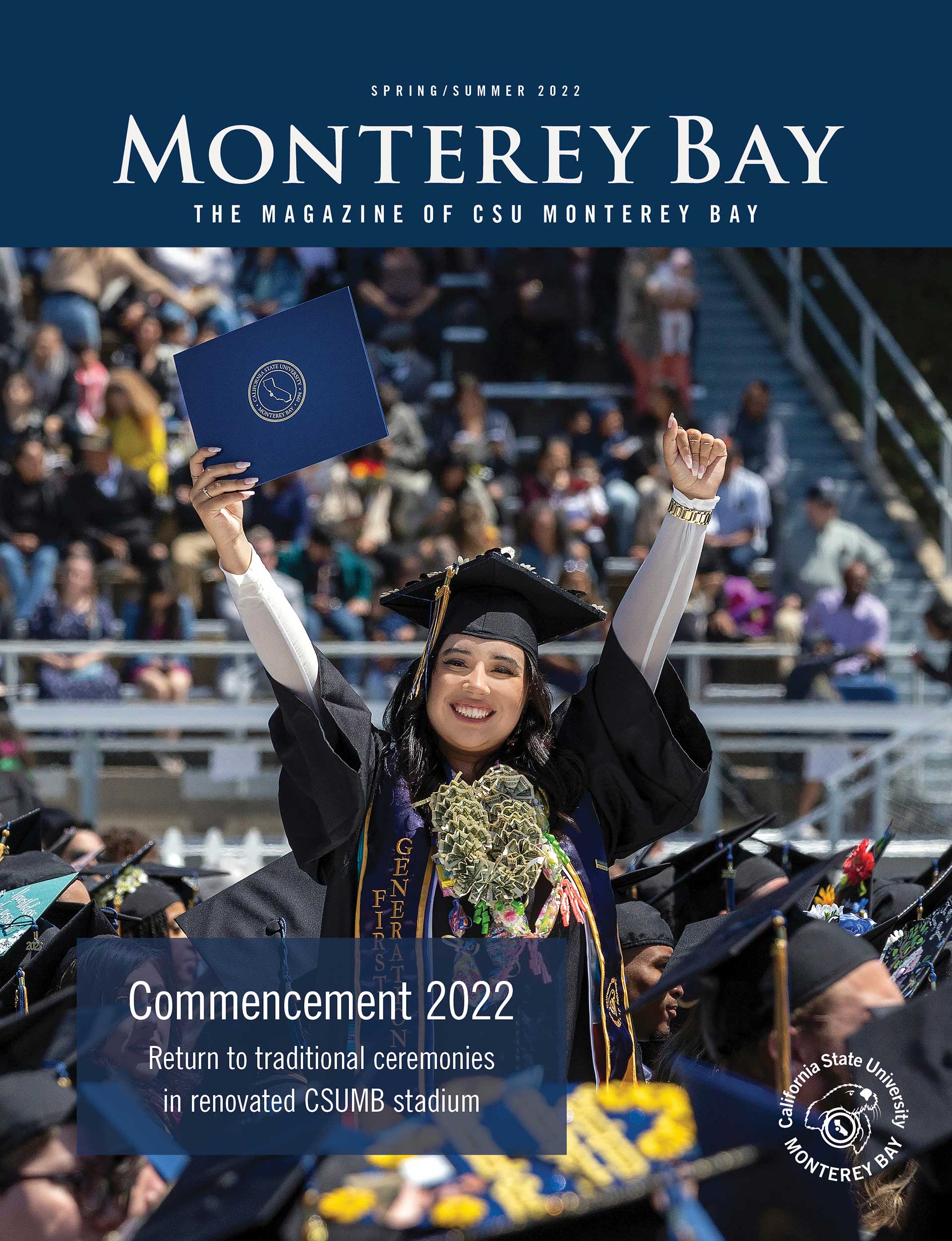 Monterey Bay Magazine Spring/Summer 2022 Cover showing a grad