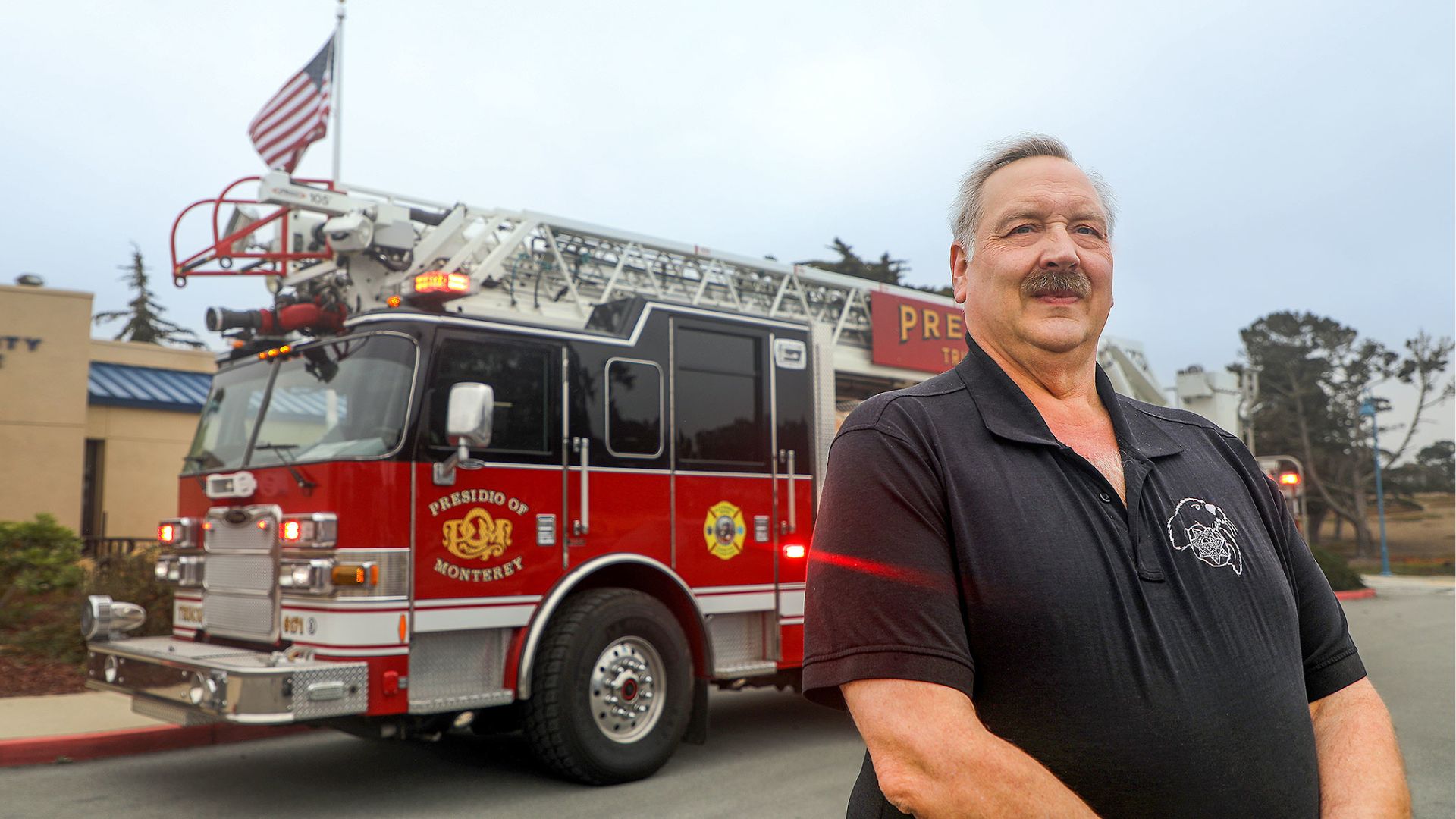 Ken Folsom with his fire truck